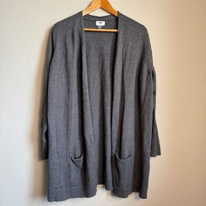 OId Navy Womens Long Sleeve Cardigan Gray Size 3X Pockets Open Front Heathered